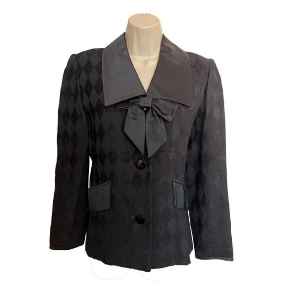Black Jester Pattern Milano Blazer Size 40 / US 6 - Picture 4 of 12